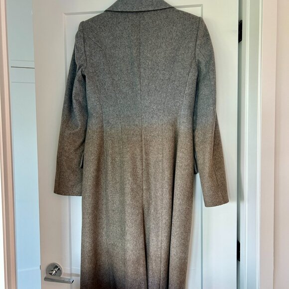 Grey Ombré Wool-Blend Coat w/ Oversized Shawl Collar, Midi Length - Picture 5 of 8